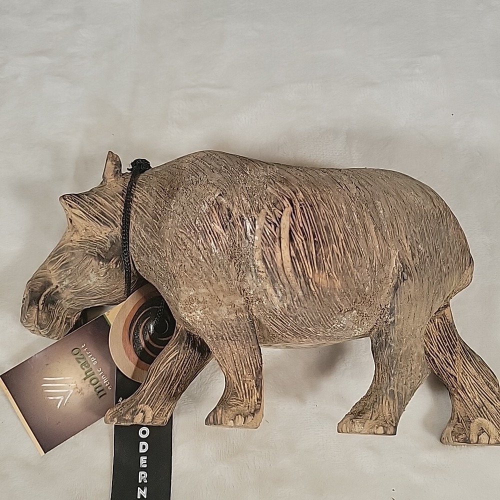 Modern Africa Hand Carved In Kenya Of Jacarando Wood Hippo Sculpture 5" X‎ 11"